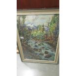 A framed and glazed modern painting signed but indistinct, dated 11-5-66.