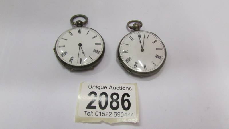 Two ladies silver fob watches (not working).