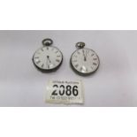 Two ladies silver fob watches (not working).