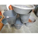 A quantity of galvanised buckets etc.