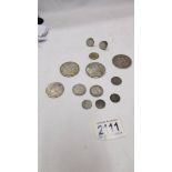Approximately 115 grams of silver coins including 3 Victorian crowns,