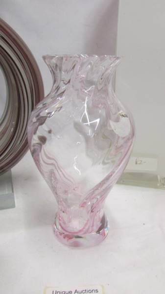 A Caithness glass vase, three others and another glass item. - Image 3 of 6