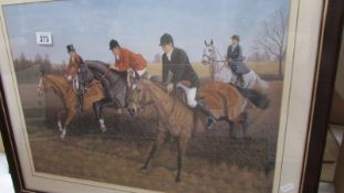 A good quality print of a horse race over hurdles.