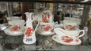 17 pieces of Crown Staffordshire 'Rangoon' pattern china