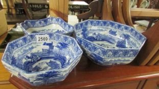Three Cauldon blue and white bowls.