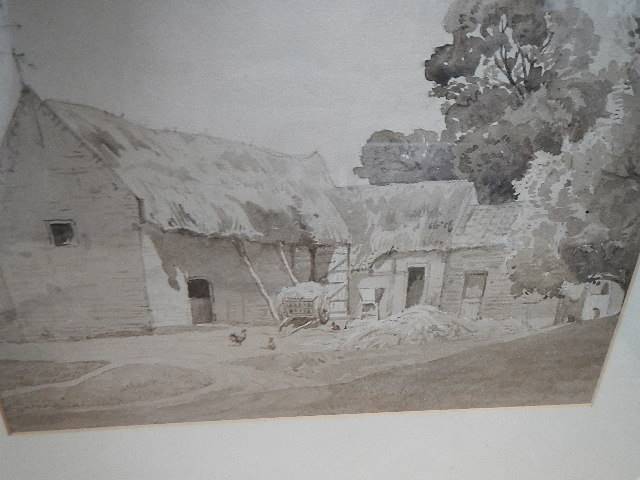 Two framed and glazed pencil and goauche rural scenes signed b M Brown 1890. - Image 6 of 9