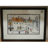 A mid 20th century unsigned Lowry style print. 42 x 32 cm.