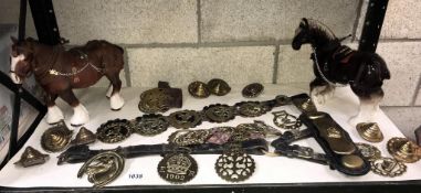 A selection of mainly 19th century horse brasses etc.