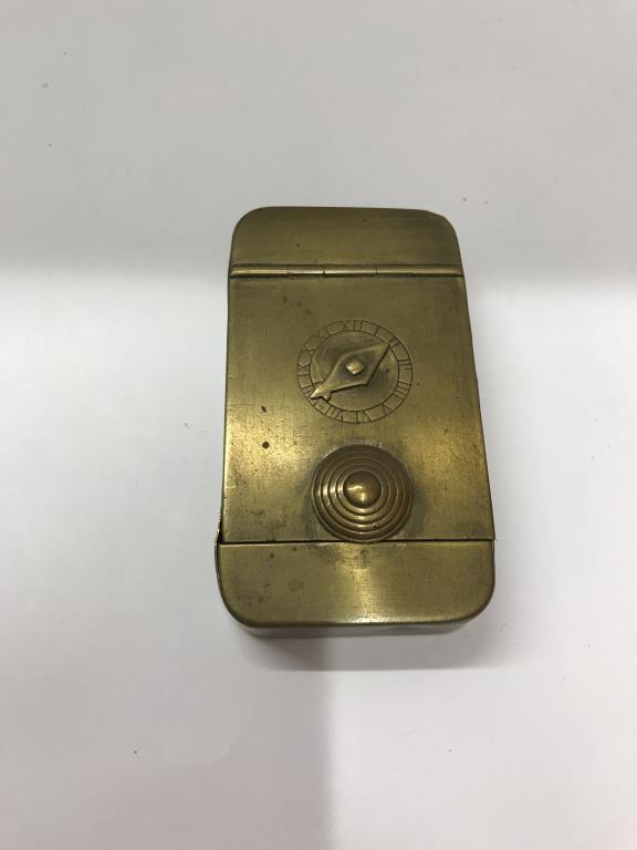 A 19th century brass snuff box with combination lock. - Image 5 of 5