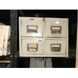 A vintage 4 drawer index filing cabinet with brass handles
