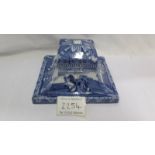 A Cauldon blue and white inkwell for L M & S Hotels.