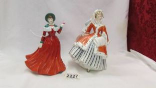 Two Royal Doulton figurines, Noelle HN2179 and Winters Day HN4589.