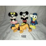 A collection of 4 ceramic Disney figures circa 1970's including Mickey Mouse, Minnie Mouse,
