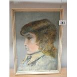 A good painting on board of a young lady by J Sargeant. 27 x 38 cm.
