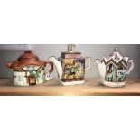 2 Sadler teapots and a cottage ware teapot (small chip inside soldier teapot)