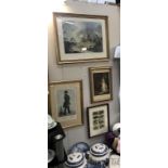 3 framed engravings including cries of London and 1 print