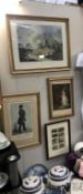 3 framed engravings including cries of London and 1 print