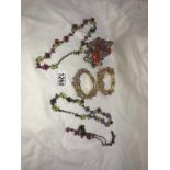 3 vintage necklaces & 2 bracelets