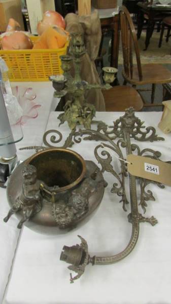 A 19th century neo classical metal light fitting,