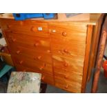 A ten drawer pine chest.
