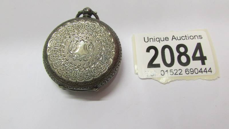 A ladies silver fob watch (not working). - Image 2 of 2