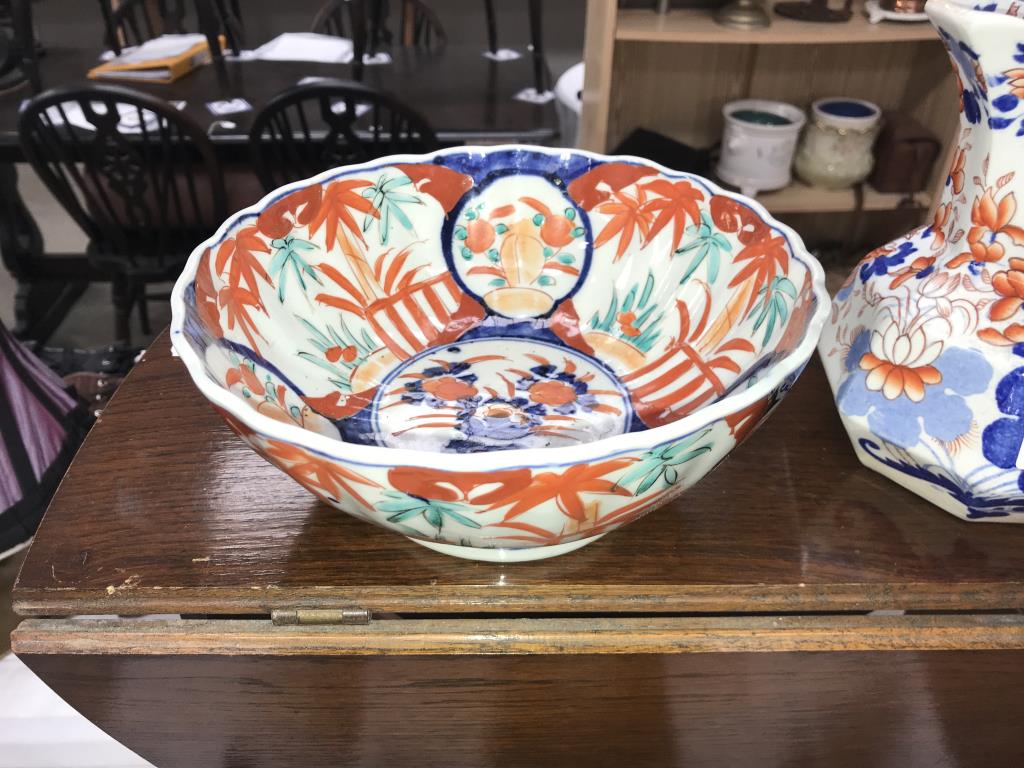 A Mason's ironstone jug & an unmarked Imari bowl - Image 2 of 3