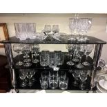 A quantity of crystal & glass drinking glasses in 6's,
