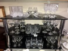 A quantity of crystal & glass drinking glasses in 6's,