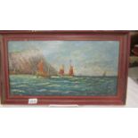 An oil on board 'Offshore Fishing in a Stiff Breeze' signed William Hawkins.