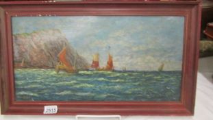 An oil on board 'Offshore Fishing in a Stiff Breeze' signed William Hawkins.