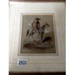 A framed and glazed Dupenvant watercolour - Horse man.