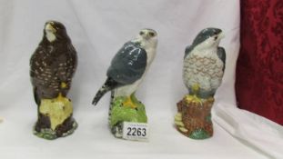 Three Royal Doulton Whyte and Mackay birds - Merlin, Peregrin Falcon and Buzzard. (No contents).