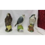 Three Royal Doulton Whyte and Mackay birds - Merlin, Peregrin Falcon and Buzzard. (No contents).