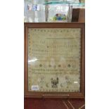 A framed and glazed sampler "Henrietta Little, Aged 13 years, 26/8/1790".