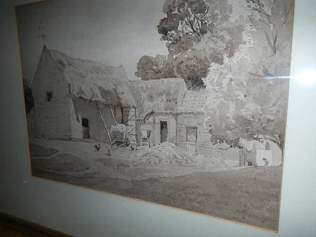 Two framed and glazed pencil and goauche rural scenes signed b M Brown 1890. - Image 9 of 9