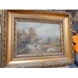 A gilt framed rural scene oil on canvas.