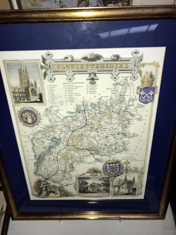 11 framed prints of old maps, some glazed, various sizes and locations, including Yorkshire, Glos, - Image 10 of 13