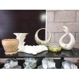A Sylvac planter and other pottery vases/wall pocket etc