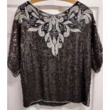 Frank Usher sequined black and silver evening top - Size large)