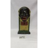 A pre-war tin plate novelty money box (no key).