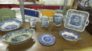 Eight pieces of Mason's blue and white table ware.