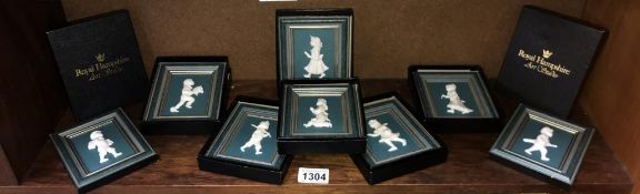 8 boxed porcelain sculptures in frames by Royal Hampshire Art Studio