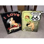 2 retro metal advertising wall signs