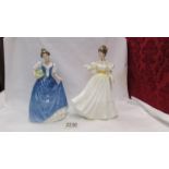 Two Royal Doulton figurines - Kathleen HN3609 and Helen HN3601.