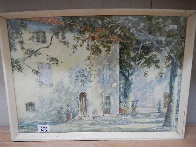 A good framed and glazed mid 20th century watercolour, signed but indistinct. 54 x 38 cm.