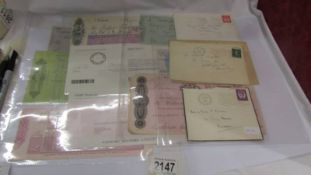 A collection of various bank cheques etc.