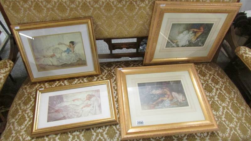 A set of four framed and glazed Russell Flint prints.