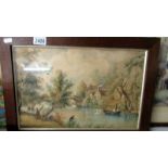 A framed and glazed watercolour rural scene signed and dated 1870.