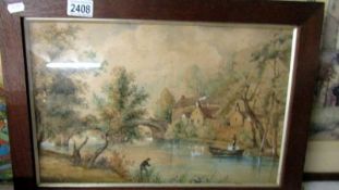 A framed and glazed watercolour rural scene signed and dated 1870.