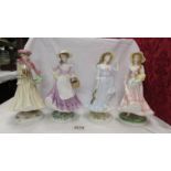 A set of four limited edition Royal Worcester Season's figurines - Springtime 3351/7500,